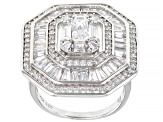 Pre-Owned White Cubic Zirconia Rhodium Over Sterling Silver Ring 2.99ctw