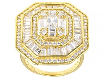Picture of Pre-Owned White Cubic Zirconia 18K Yellow Gold Over Sterling Silver Ring 2.99ctw