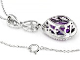 Pre-Owned Purple African Amethyst Rhodium Over Sterling Silver Pendant With Chain 6.90ctw
