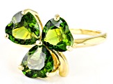 Pre-Owned Green Chrome Diopside 18k Yellow Gold Over Sterling Silver Shamrock Ring 3.14ctw