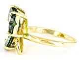 Pre-Owned Green Chrome Diopside 18k Yellow Gold Over Sterling Silver Shamrock Ring 3.14ctw