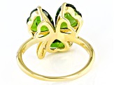 Pre-Owned Green Chrome Diopside 18k Yellow Gold Over Sterling Silver Shamrock Ring 3.14ctw