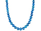 Pre-Owned Blue Neon Apatite Rhodium Over Sterling Silver Beaded Necklace