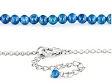 Pre-Owned Blue Neon Apatite Rhodium Over Sterling Silver Beaded Necklace