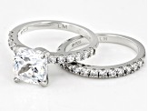 Pre-Owned White Cubic Zirconia Platinum Over Sterling Silver Perfect Cut Ring Set 3.06ctw