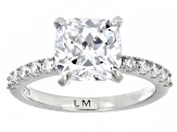 Pre-Owned White Cubic Zirconia Platinum Over Sterling Silver Perfect Cut Ring Set 3.06ctw