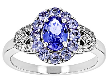 Picture of Pre-Owned Blue Tanzanite Rhodium Over Sterling Silver Ring 1.32ctw