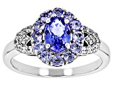 Pre-Owned Blue Tanzanite Rhodium Over Sterling Silver Ring 1.32ctw