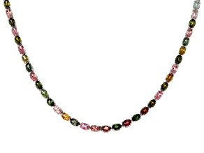 Pre-Owned Multi-Tourmaline Platinum Over Sterling Silver Necklace 14.80ctw