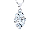 Pre-Owned Blue Aquamarine Rhodium Over Silver Pendant With Chain 2.11ctw