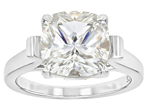 Pre-Owned Moissanite Platineve And 14k Yellow Gold Over Silver  Solitaire Ring 5.00ct DEW.