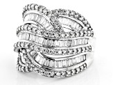 Pre-Owned White Diamond 10k White Gold Crossover Ring 1.75ctw