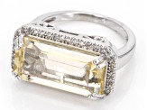 Pre-Owned Yellow Labradorite Rhodium Over Sterling Silver Ring  7.37ctw