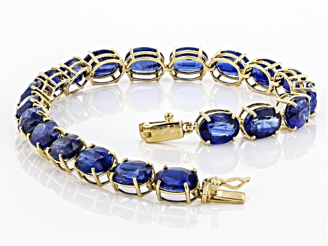 Pre-Owned Blue Kyanite 14k Gold Tennis Bracelet. 27.71ctw
