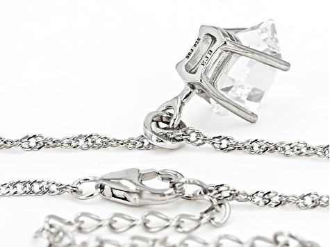 Pre-Owned White Herkimer Quartz Rhodium Over Sterling Silver Pendant