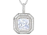 Pre-Owned White Cubic Zirconia Rhodium Over Sterling Silver Pendant With Chain 6.85ctw