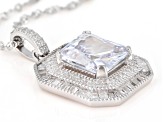 Pre-Owned White Cubic Zirconia Rhodium Over Sterling Silver Pendant With Chain 6.85ctw