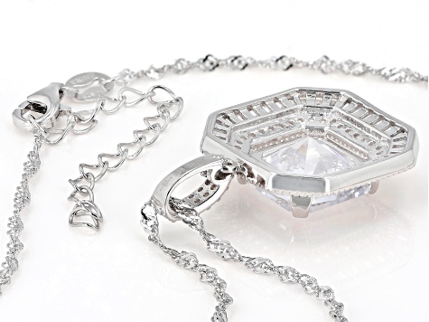Pre-Owned White Cubic Zirconia Rhodium Over Sterling Silver Pendant With Chain 6.85ctw