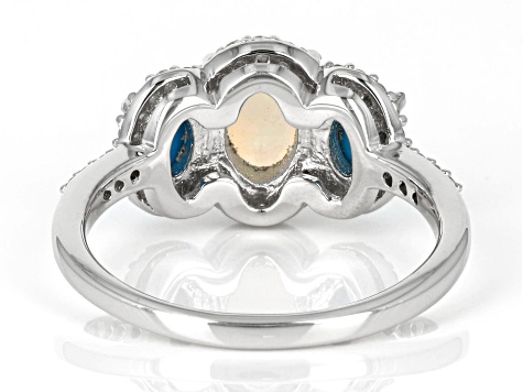 Pre-Owned Ethiopian Opal Rhodium Over Sterling Silver Ring
