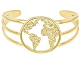 Pre-Owned 18k Yellow Gold Over Brass World Map Cuff Bracelet