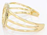 Pre-Owned 18k Yellow Gold Over Brass World Map Cuff Bracelet