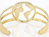 Pre-Owned 18k Yellow Gold Over Brass World Map Cuff Bracelet