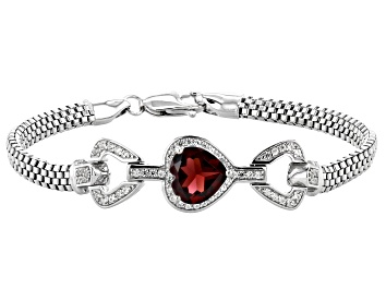 Picture of Pre-Owned Red Garnet Rhodium Over Silver Bracelet 3.80ctw