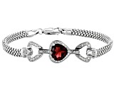 Pre-Owned Red Garnet Rhodium Over Silver Bracelet 3.80ctw