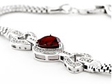 Pre-Owned Red Garnet Rhodium Over Silver Bracelet 3.80ctw