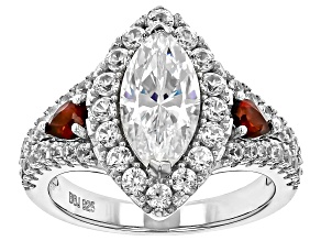 Pre-Owned Strontium Titanate Rhodium Over Silver Ring 3.87ctw