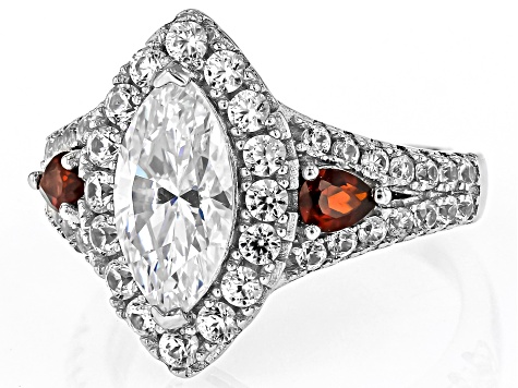 Pre-Owned Strontium Titanate Rhodium Over Silver Ring 3.87ctw