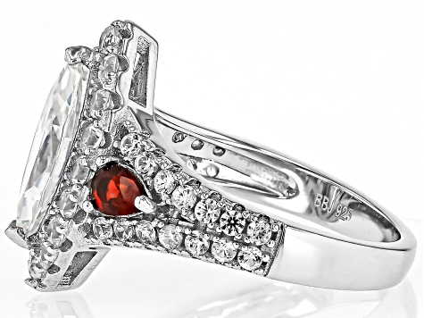 Pre-Owned Strontium Titanate Rhodium Over Silver Ring 3.87ctw