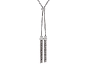 Pre-Owned Judith Ripka Cubic Zirconia Rhodium Over Silver 24" Popcorn Chain Verona Tassel Necklace 1