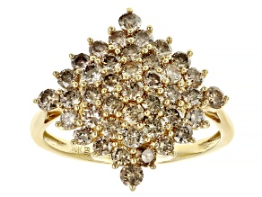Pre-Owned Champagne Diamond 10k Yellow Gold Cluster Ring 1.50ctw