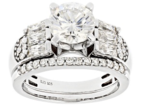 Pre-Owned Moissanite Platineve Ring With Matching Band 2.66ctw DEW