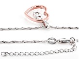 Pre-Owned Moissanite Platineve And 14k Rose Gold Over Sterling Silver Heart Pendant .39ctw DEW.
