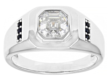Pre-Owned Moissanite 14k yellow gold over silver men's ring 3.55ct DEW.