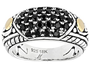 Pre-Owned Black Spinel Sterling Silver & 18K Gold Accent Ring 1.13ctw