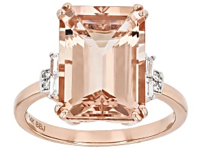 Pre-Owned Morganite With White Diamond 14k Rose Gold Ring 7.15ctw