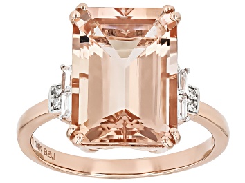 Picture of Pre-Owned Morganite With White Diamond 14k Rose Gold Ring 7.15ctw