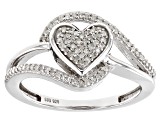 Pre-Owned White Diamond Rhodium Over Sterling Silver Cluster Heart Ring 0.25ctw