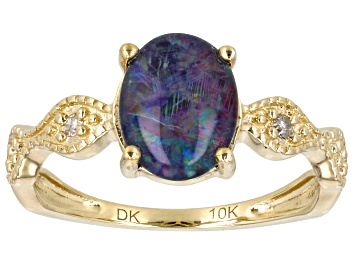 Picture of Pre-Owned Australian Opal Triplet 10k Yellow Gold Ring