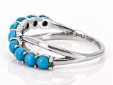 Pre-Owned Blue Sleeping Beauty Turquoise Platinum Over Sterling Silver Crossover Ring