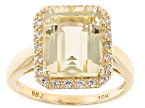 Pre-Owned Yellow Labradorite With White Zircon 10k Yellow Gold Ring 4.05ctw