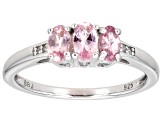 Pre-Owned Pink Spinel Rhodium Over Sterling Silver 3-Stone Ring 0.77ctw