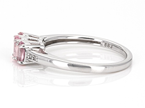 Pre-Owned Pink Spinel Rhodium Over Sterling Silver 3-Stone Ring 0.77ctw