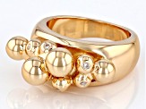 Pre-Owned White Crystal Accent Gold Tone Ring