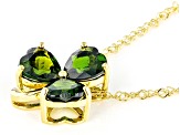 Pre-Owned Green Chrome Diopside 18k Yellow Gold Over Silver Shamrock Pendant With Chain 3.14ctw