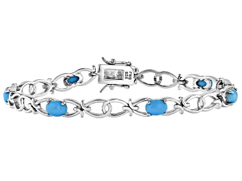 Picture of Pre-Owned Blue Sleeping Beauty Turquoise Rhodium Over Sterling Silver Bracelet