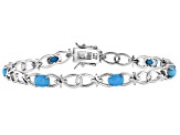 Pre-Owned Blue Sleeping Beauty Turquoise Rhodium Over Sterling Silver Bracelet
